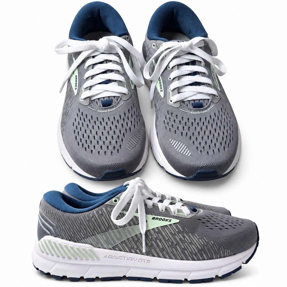 BROOKS Addiction GTS 15 Running Sneaker Women Sz 8.5 (X-wide) Gray Blue Comfort